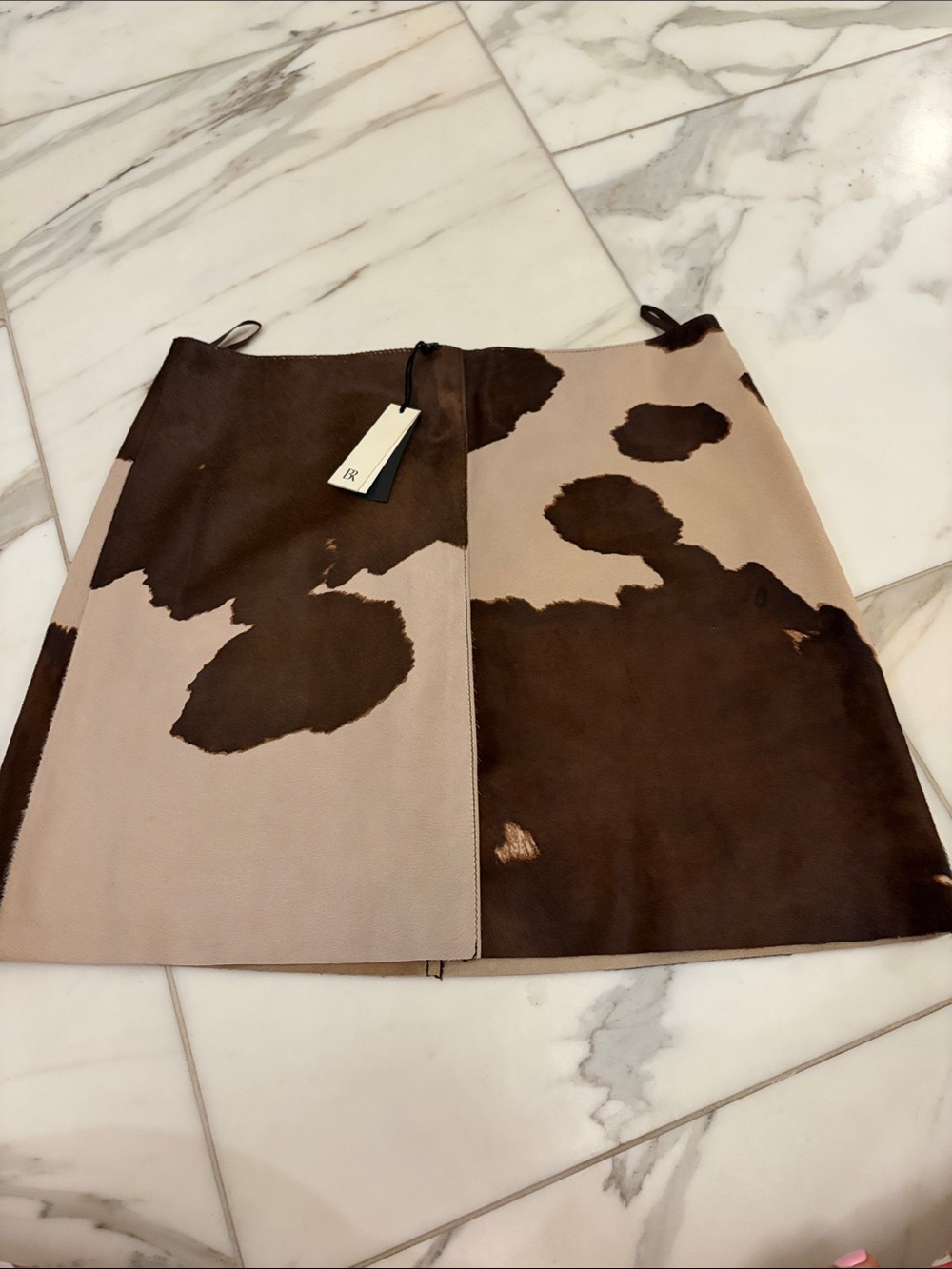 Banana Republic Cowhide-Effect Mini Skirt in Brown & Beige